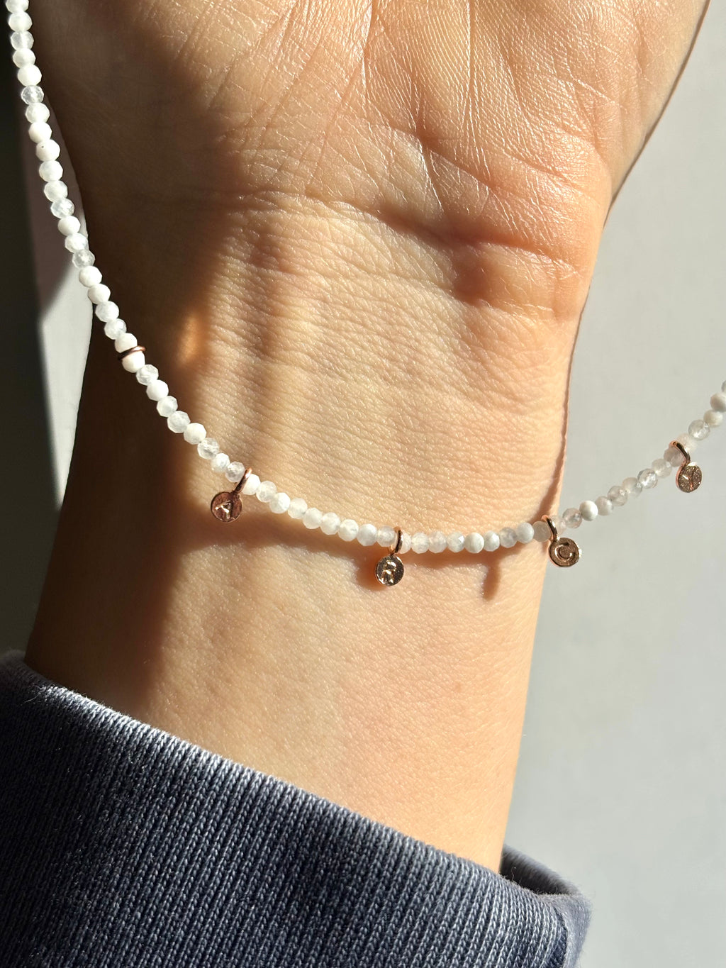 *Custom* Dainty White + Coin Initial