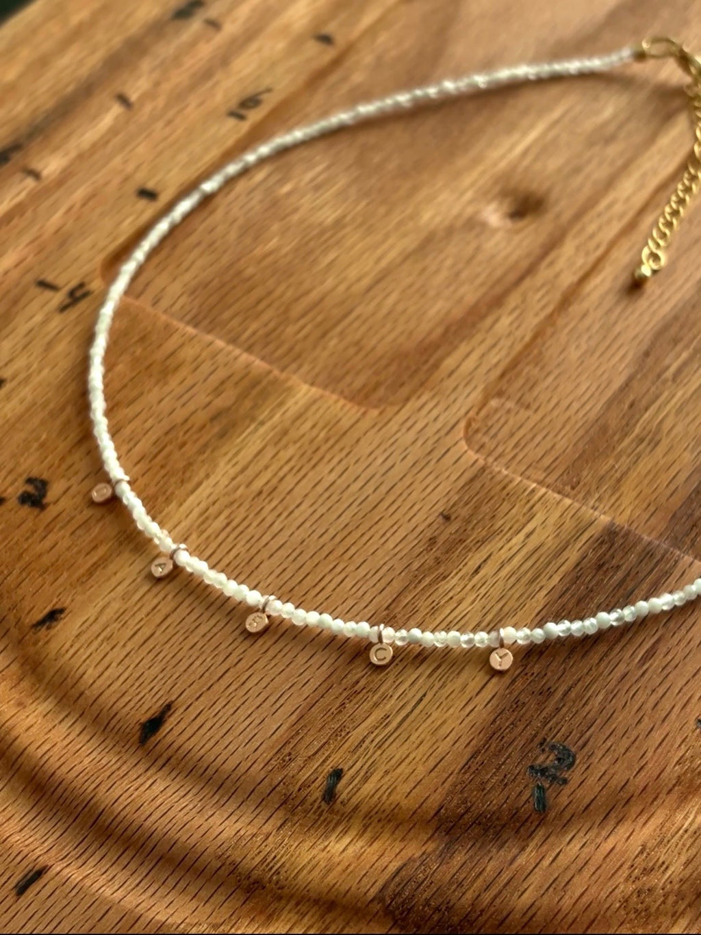 *Custom* Dainty White + Coin Initial