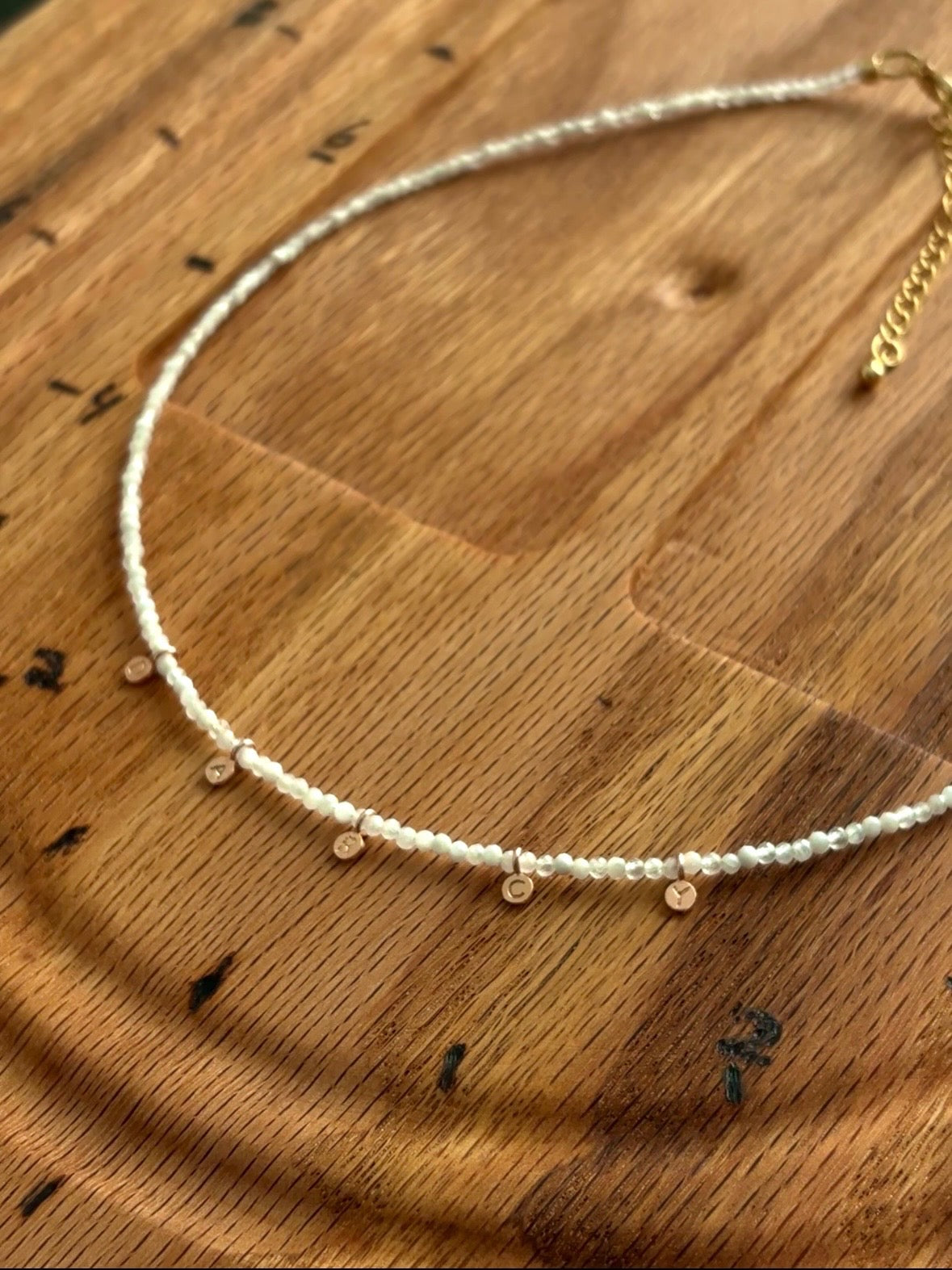 *Custom* Dainty White + Coin Initial