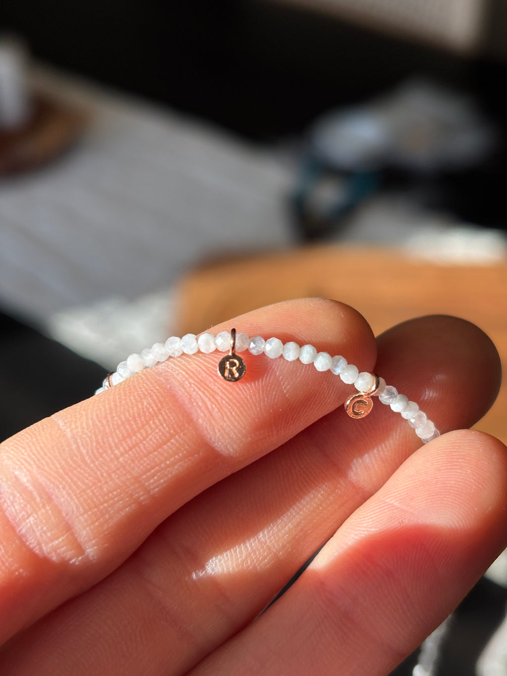 *Custom* Dainty White + Coin Initial