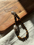 Tiger's Eye + Pearl Phone Charm