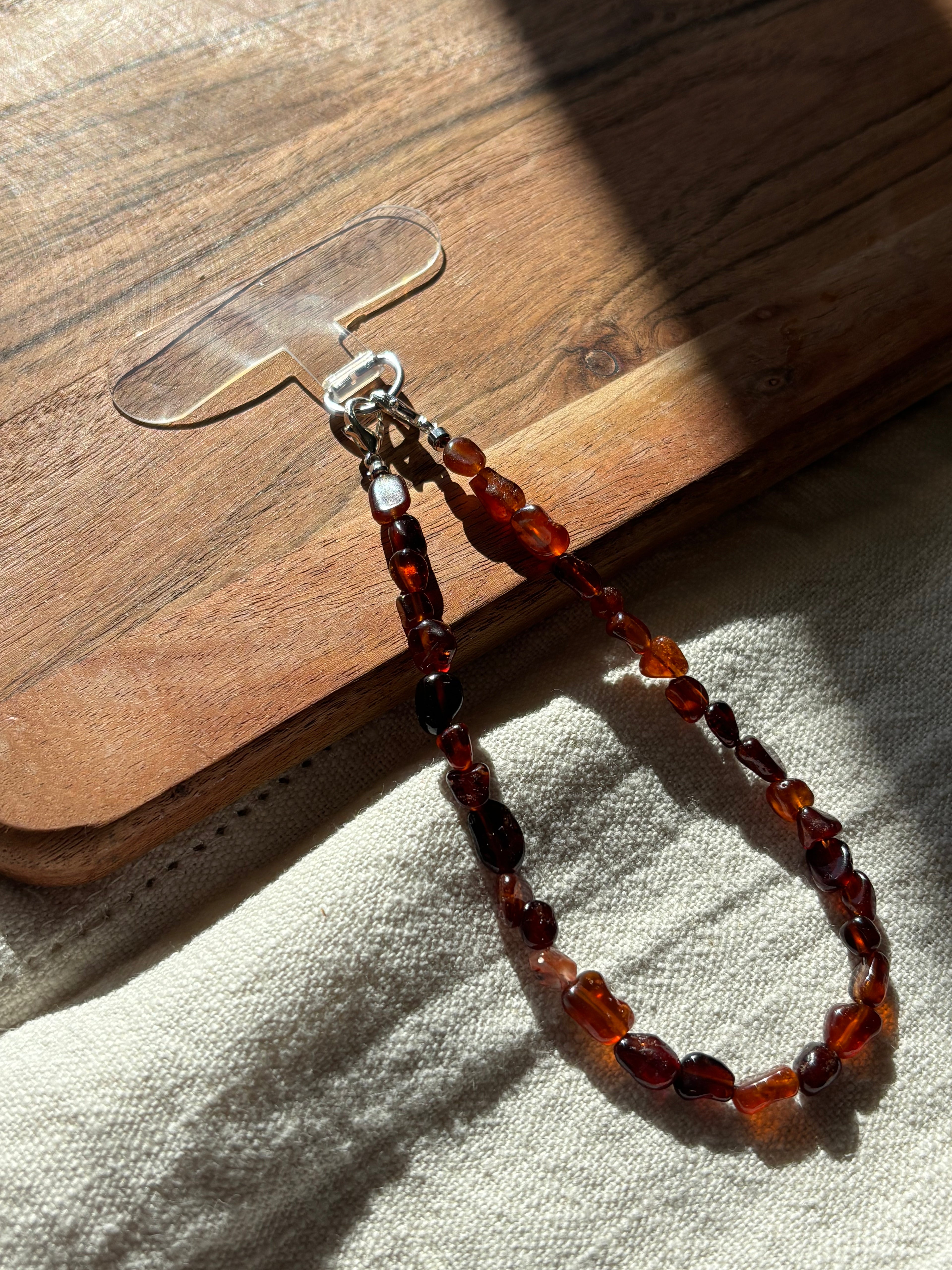 Amber Pebble Phone Charm