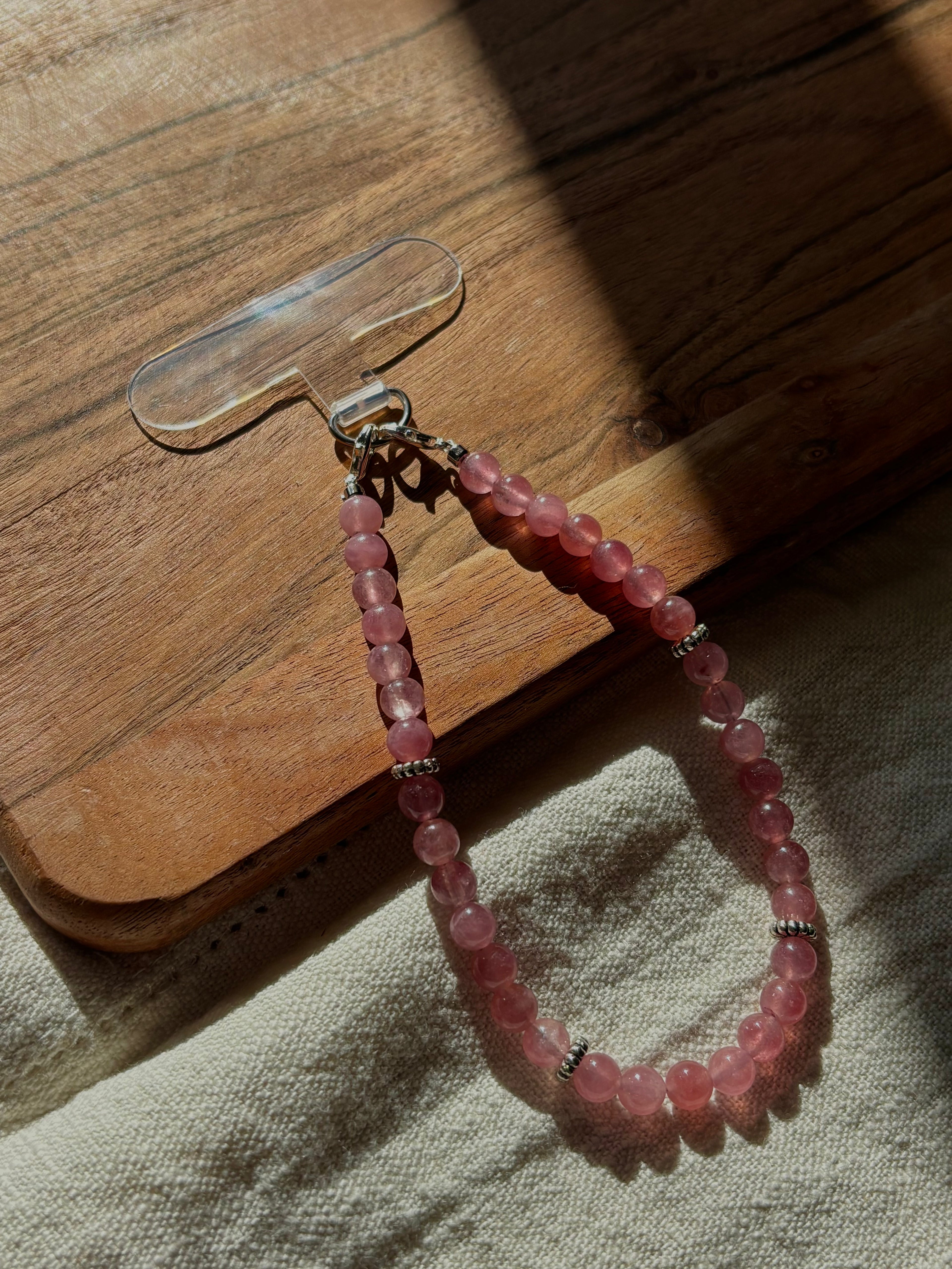 Pink + Silver Mini Phone Charm