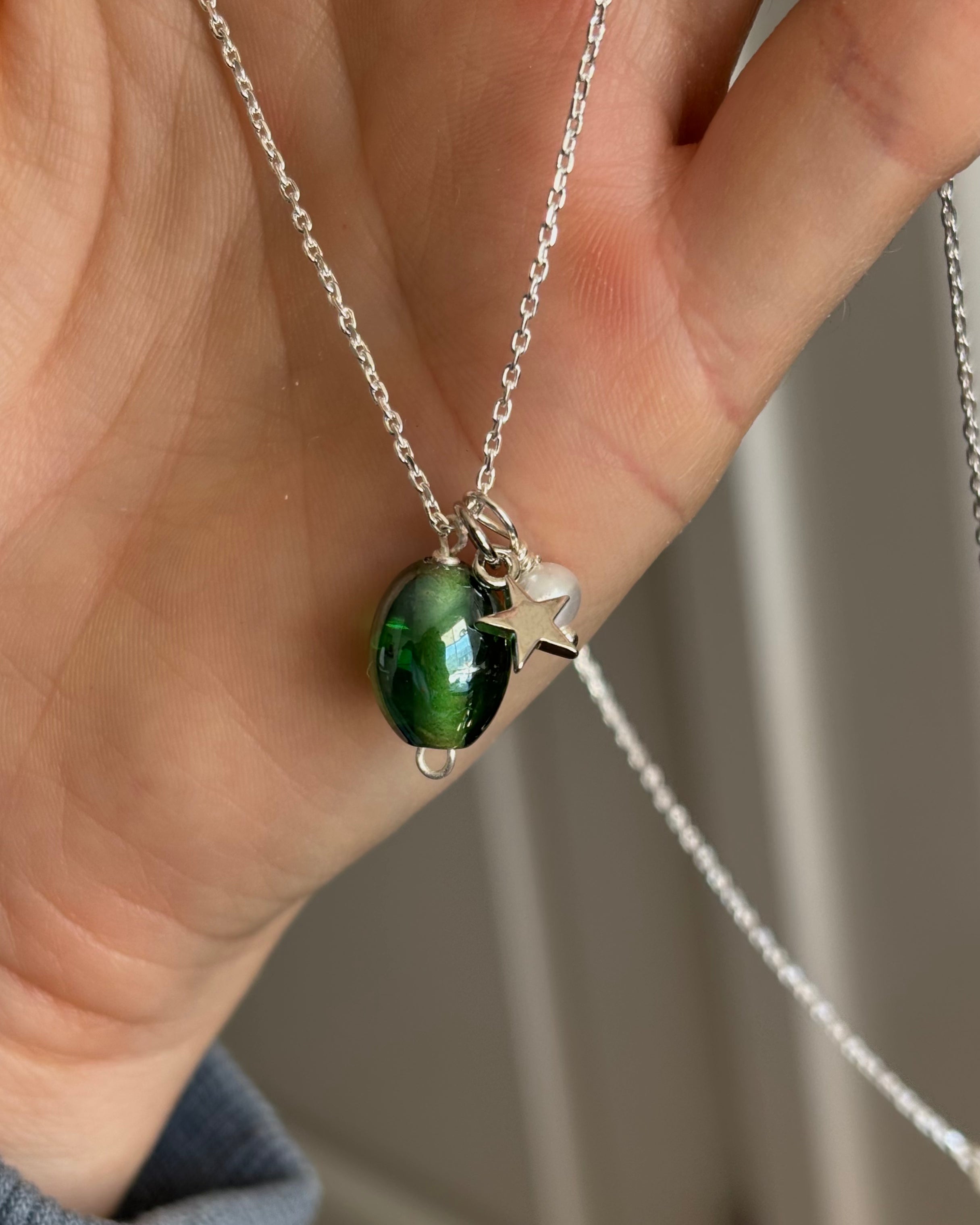 Green/Silver Ceramic Pendant