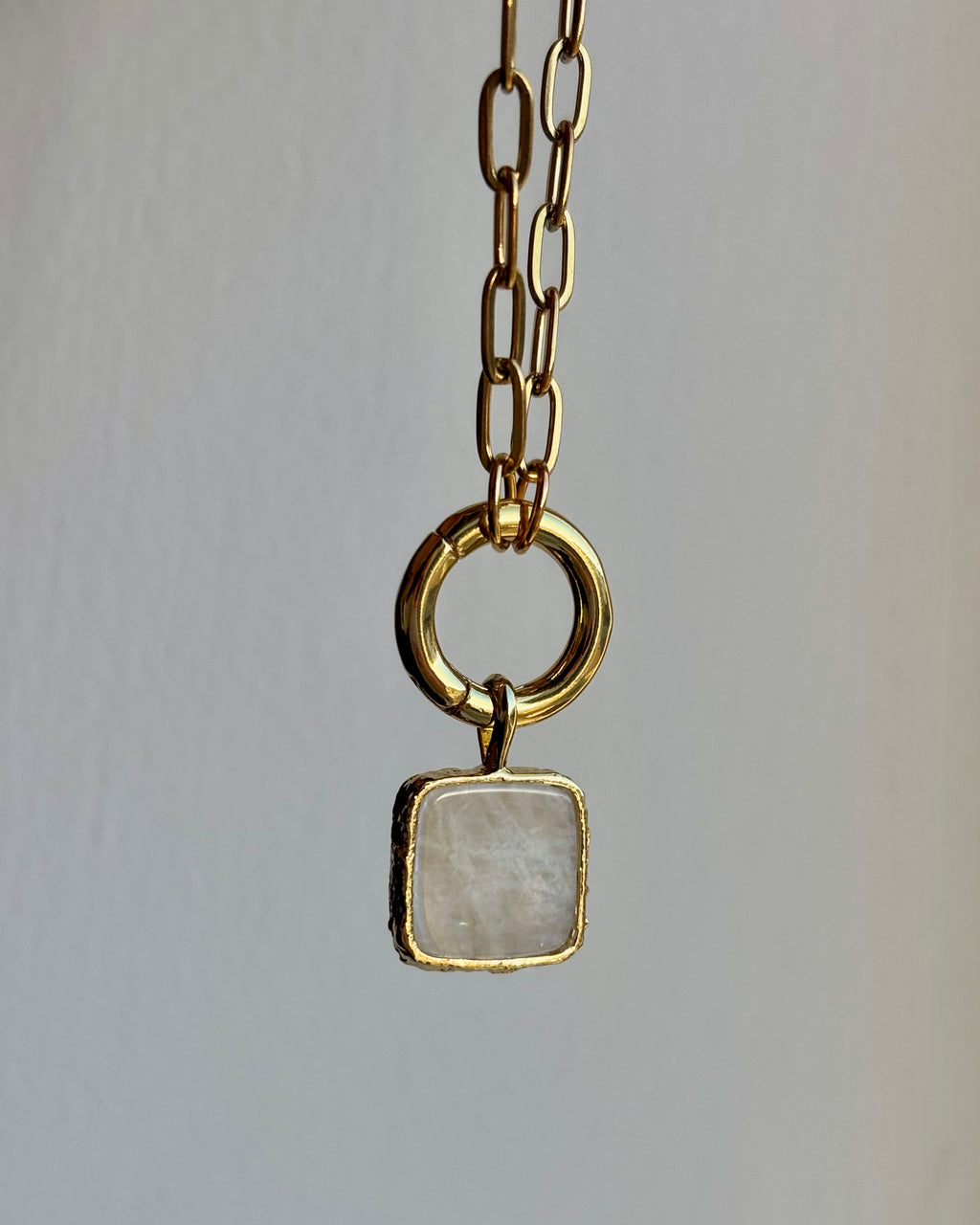 Bezeled Moonstone Charm
