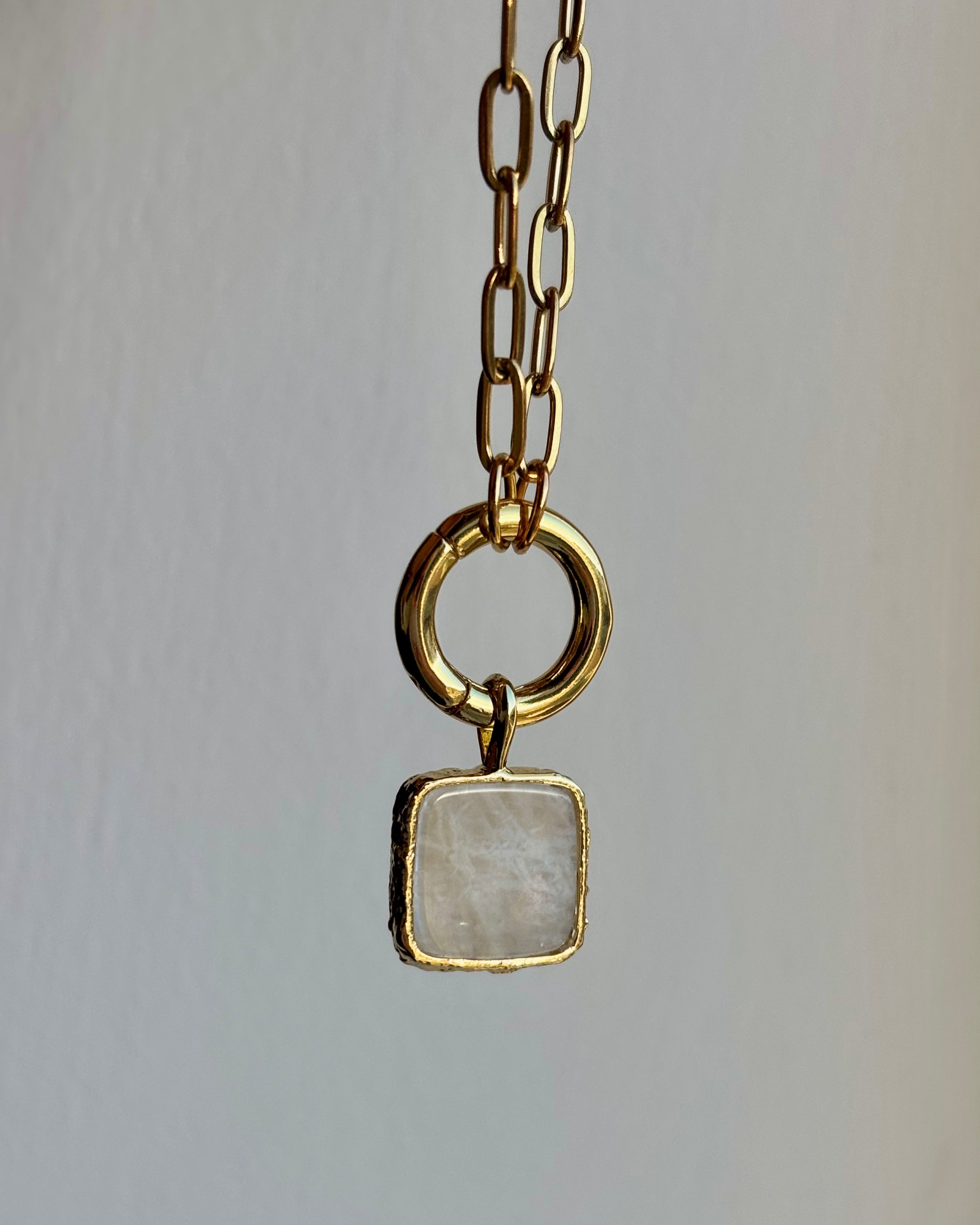 Bezeled Moonstone Charm