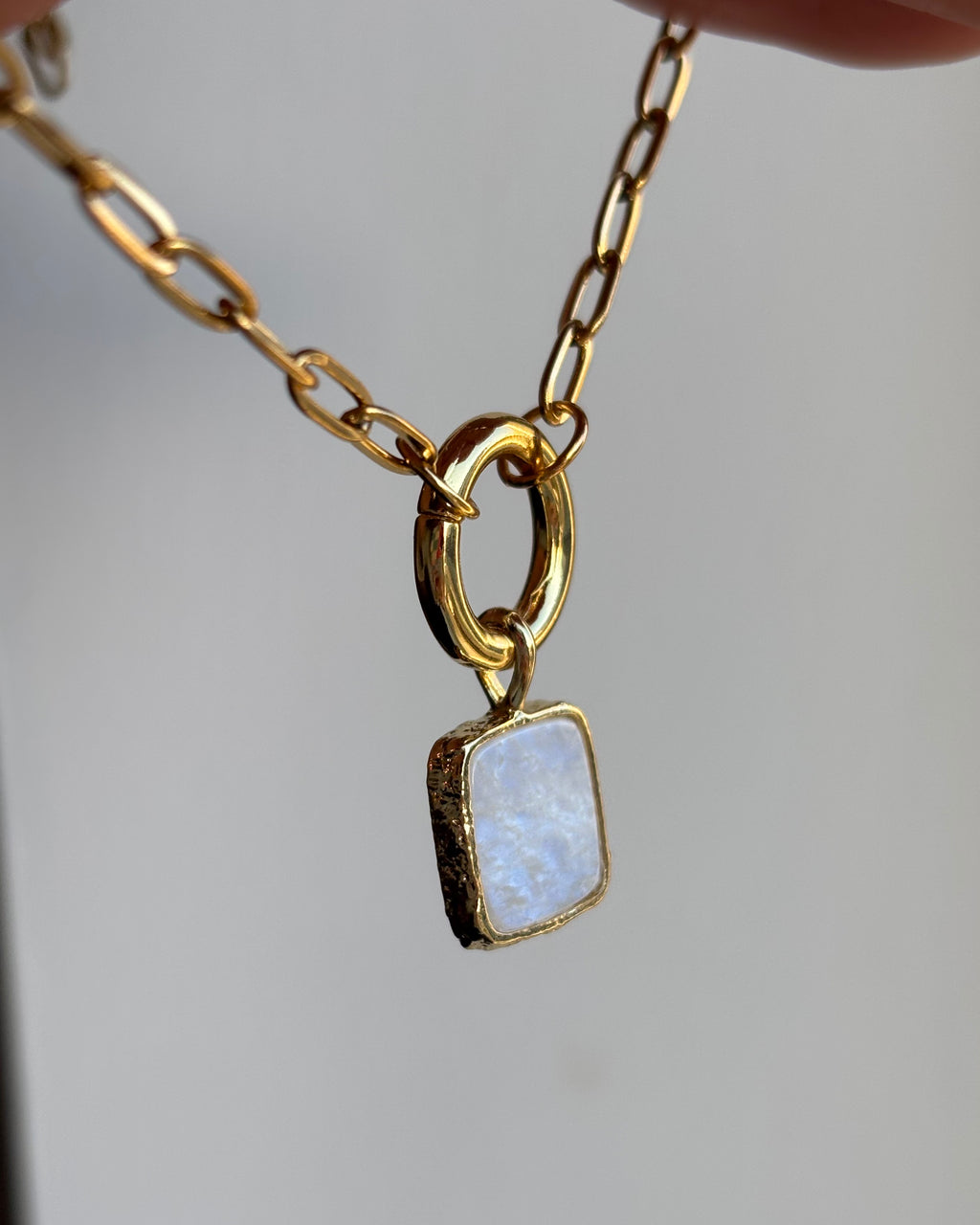 Bezeled Moonstone Charm