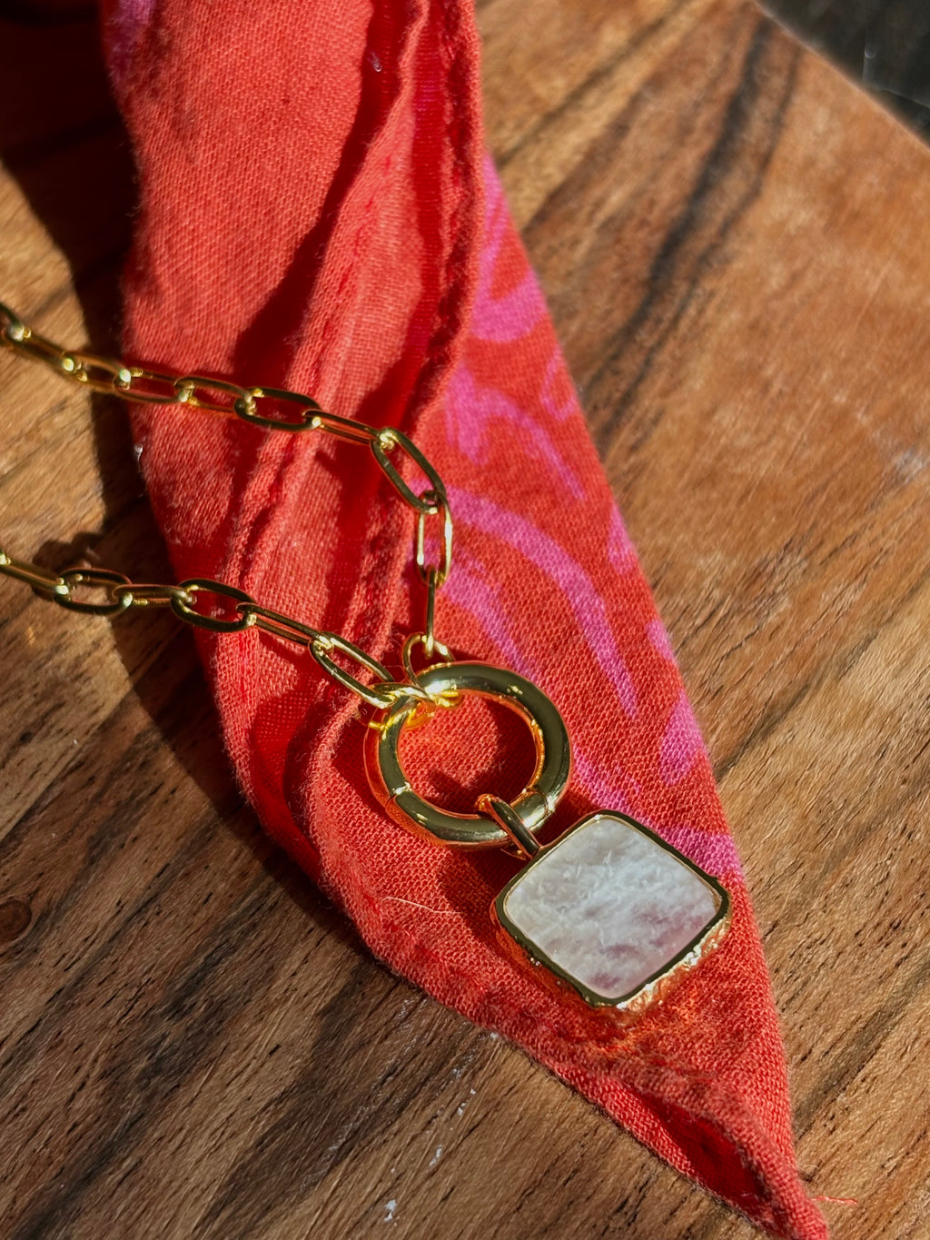 Bezeled Moonstone Charm