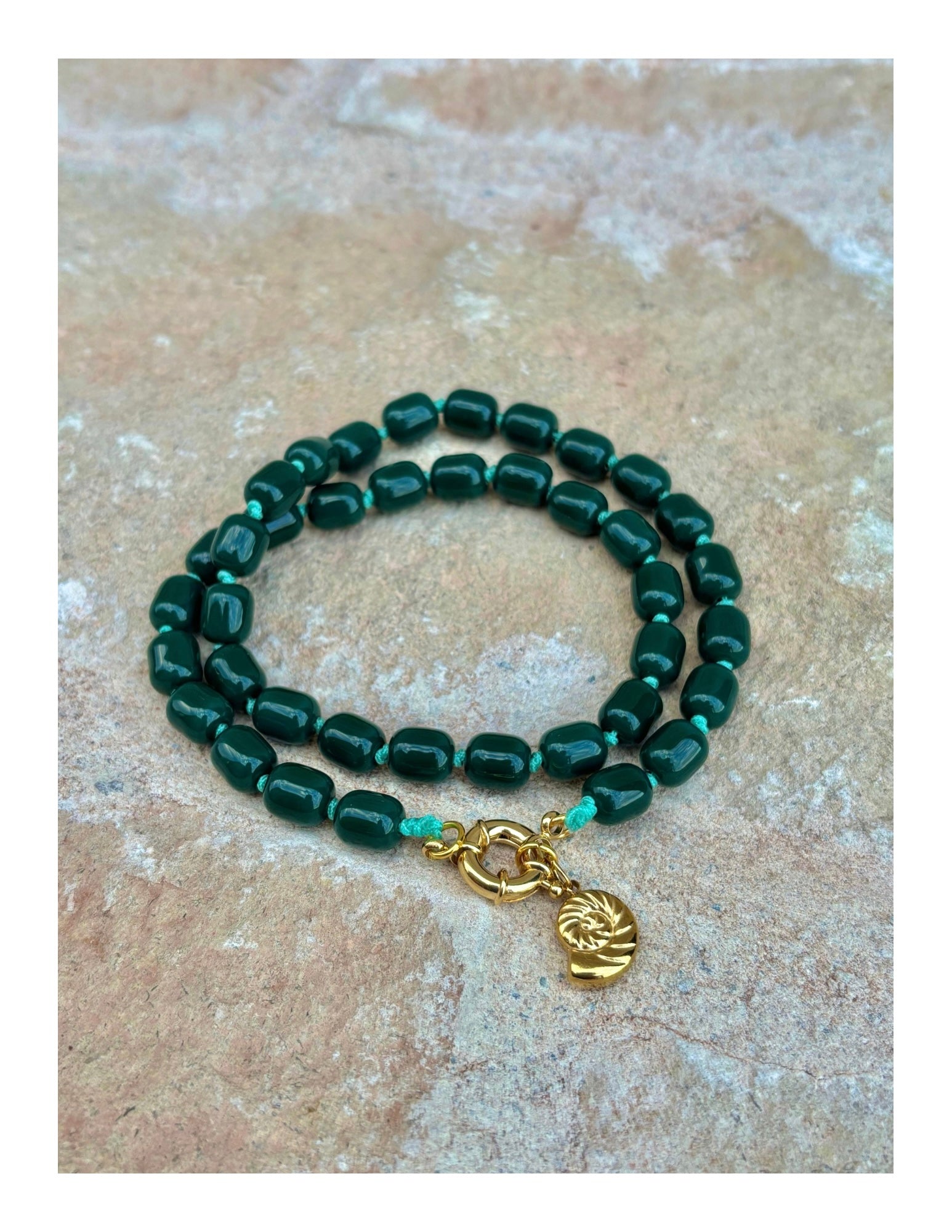 Knotted Oval Green on Green