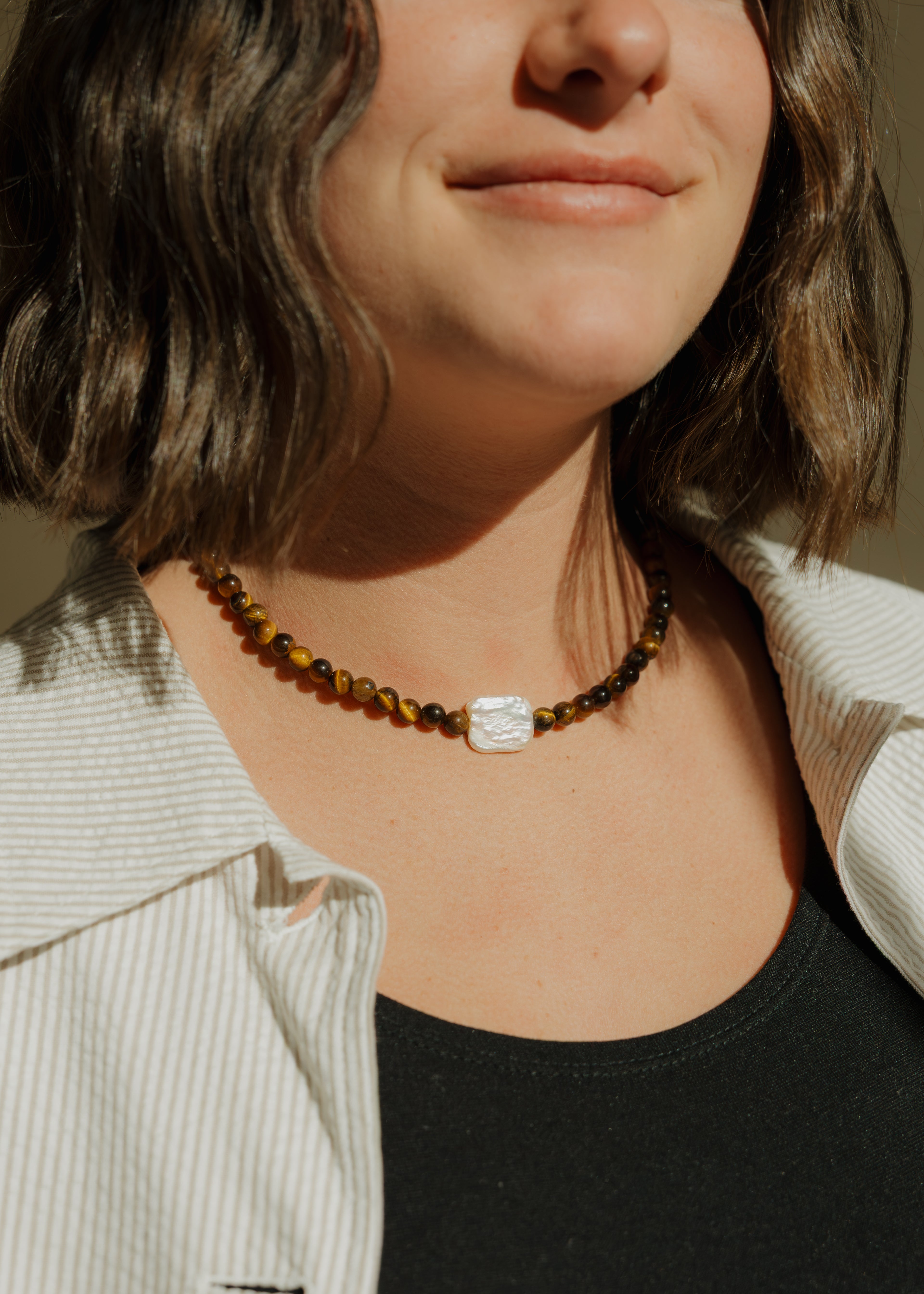 Tiger's Eye + Baroque Pearl